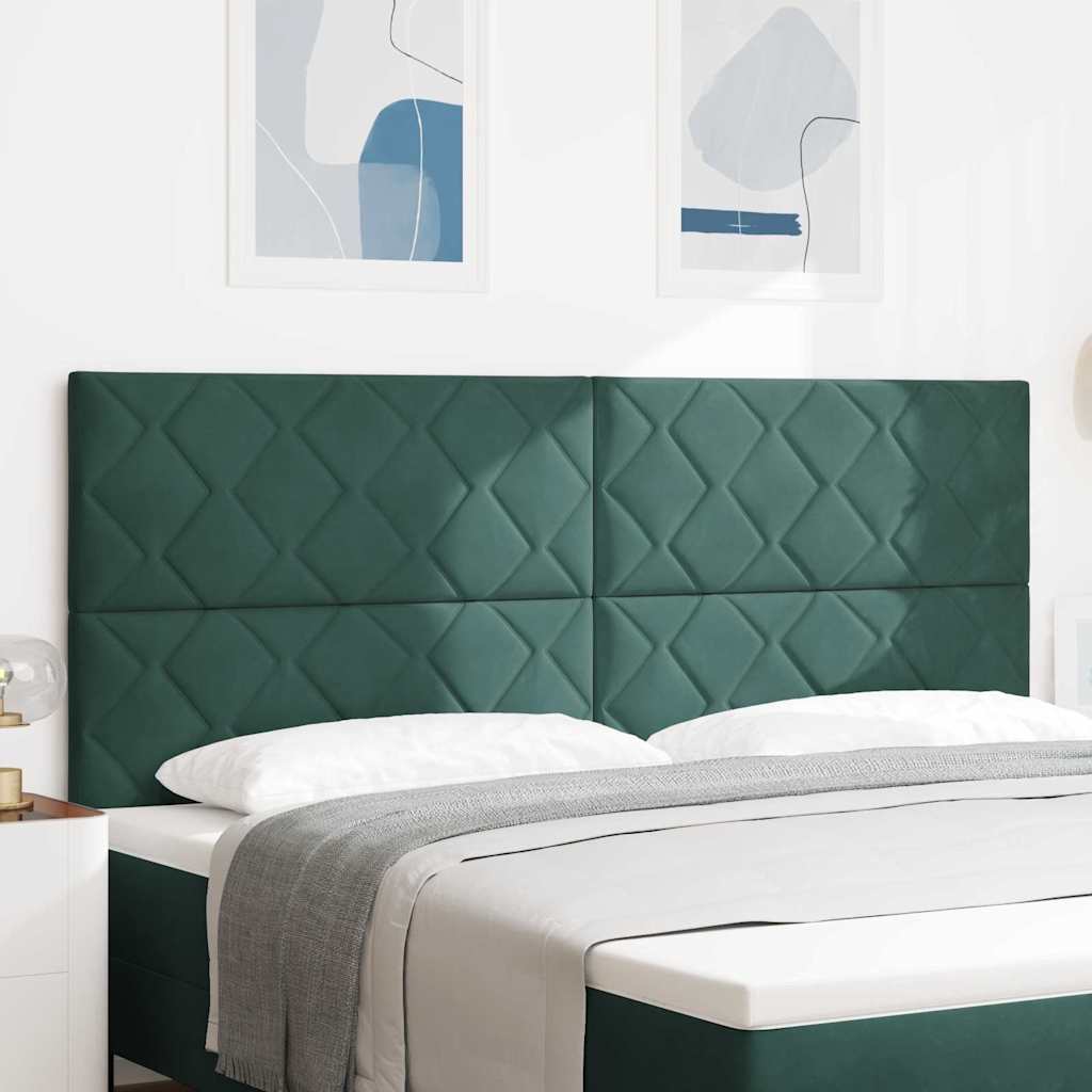 Headboard Wall-mounted Geometric Dark green 200 cm Velvet